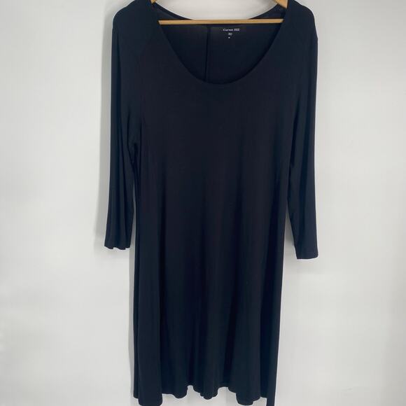 Garnet Hill Dress Women’s Medium Seamed Knit Trapeze Black Staple Wardrobe - Picture 2 of 7